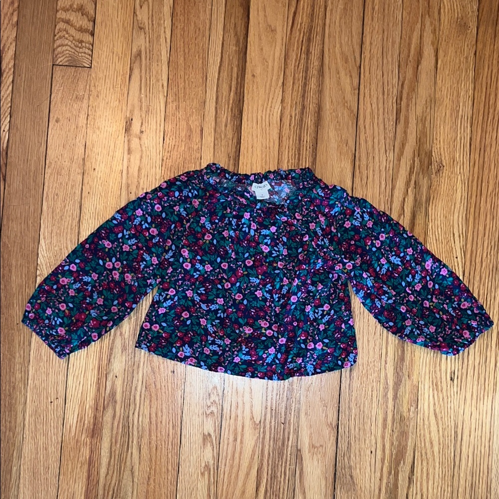 Crewcuts Floral Kids Blouse - Blue and Pink